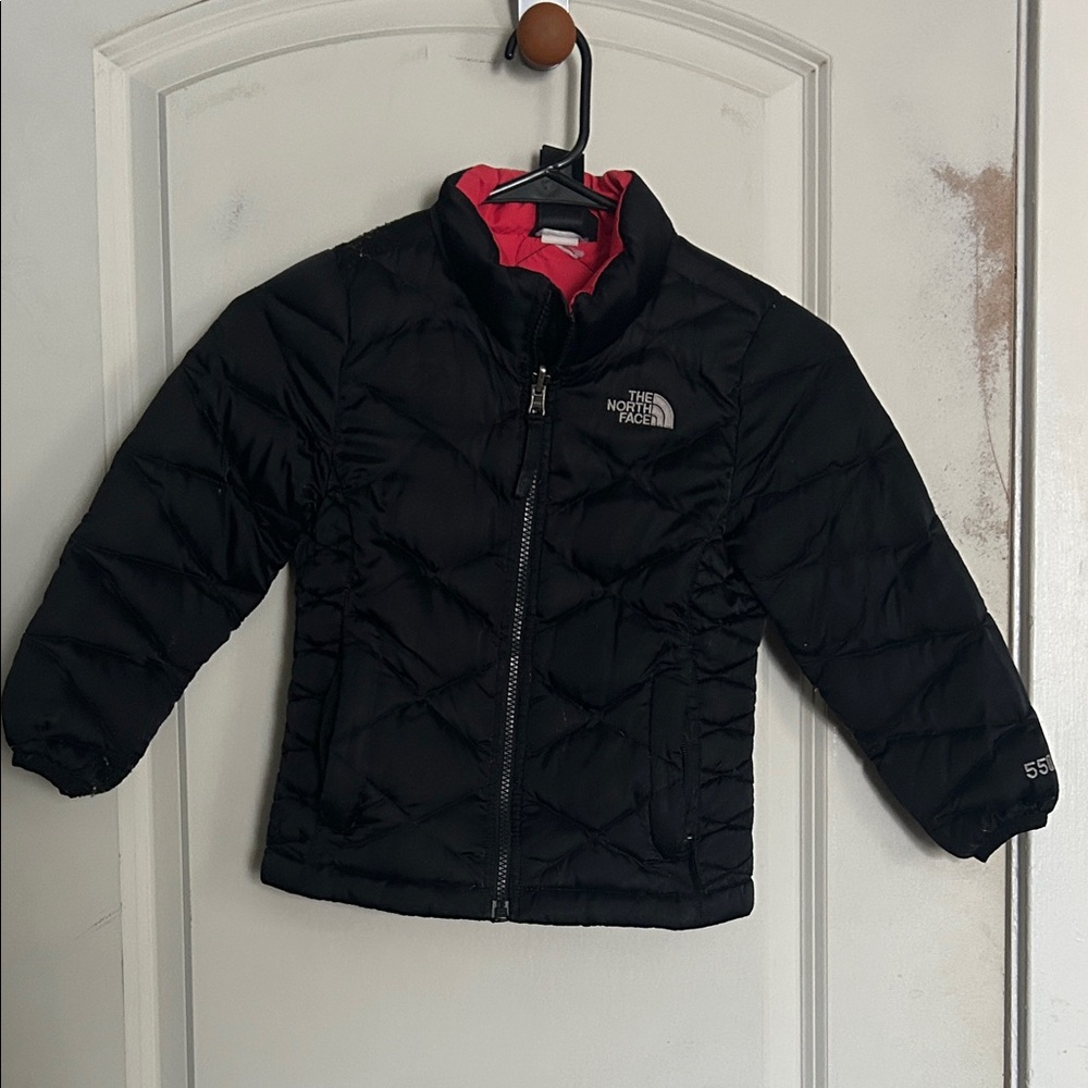 The North Face Black Down Puffer Jacket with Pink Lining